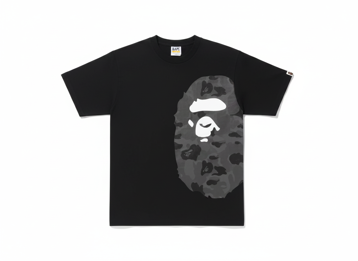 Black graphic camouflage T-shirt