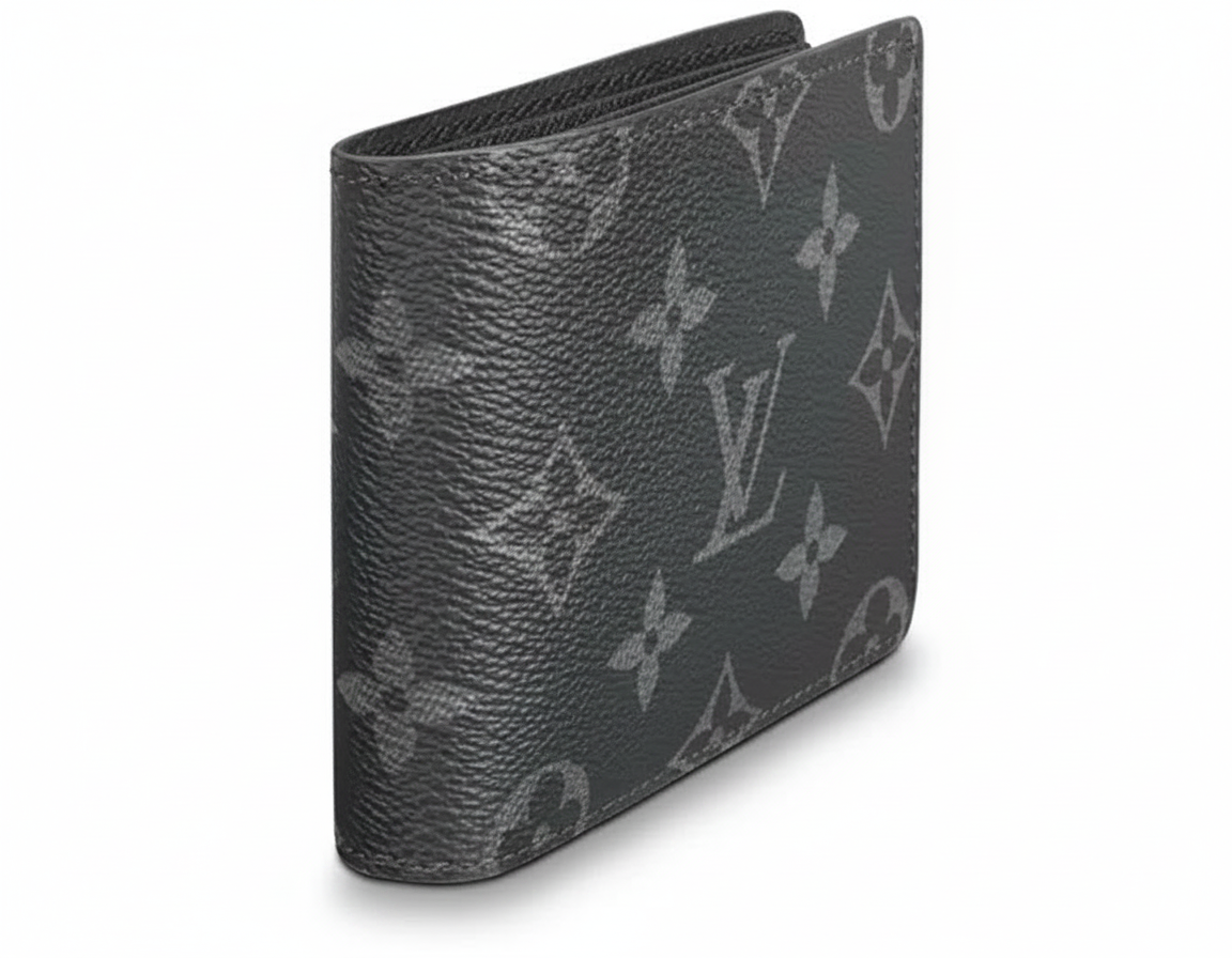 Black monogram-pattern bifold wallet